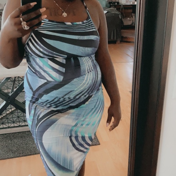 Pattern maxi dress -blue -S,M,L - Picture 4 of 7